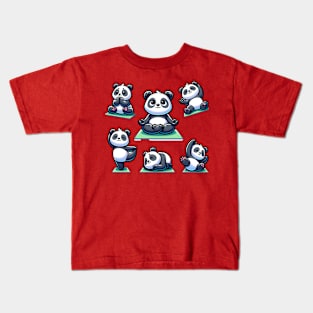 Cute panda doing yoga pose and exercise Kids T-Shirt